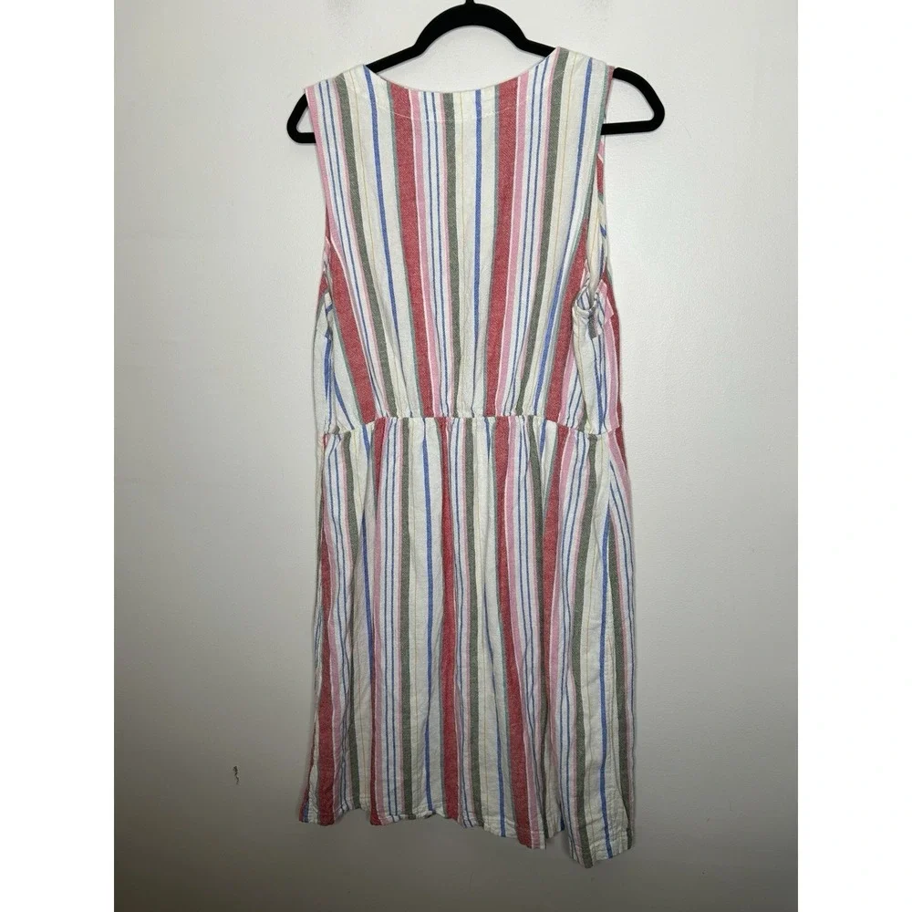 Old Navy Gauzy Shift Dress Full Button Sleeveless Linen Beachy Coastal Sz Large - Picture 6 of 10